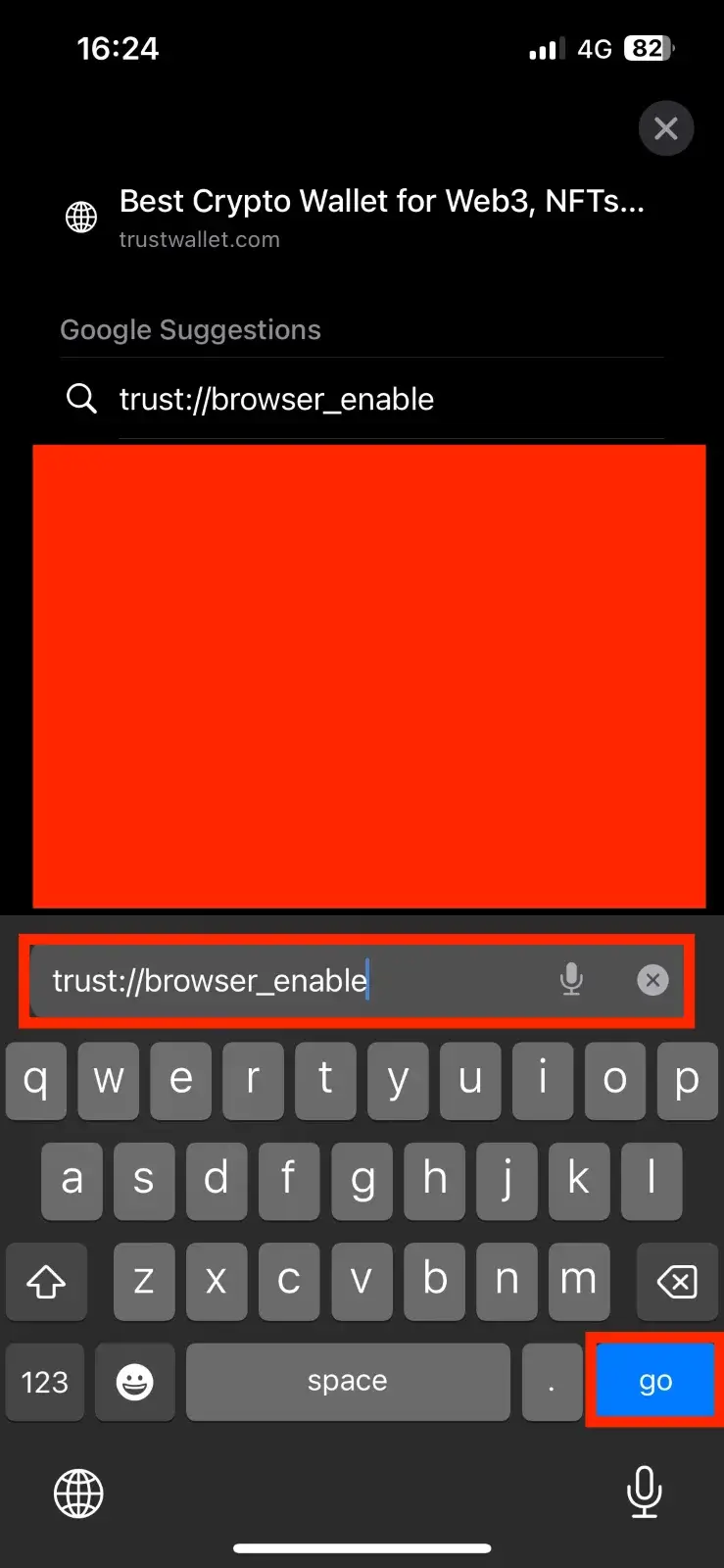 Step 1. Open Your Mobile Browser and Insert “trust://browser_enable”