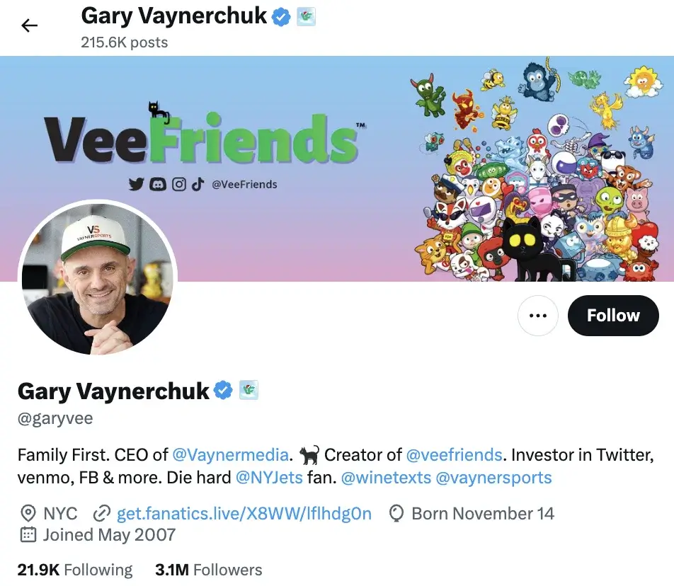 NFT Influencer Social Media Account to Follow - 1. Gary Vaynerchuk