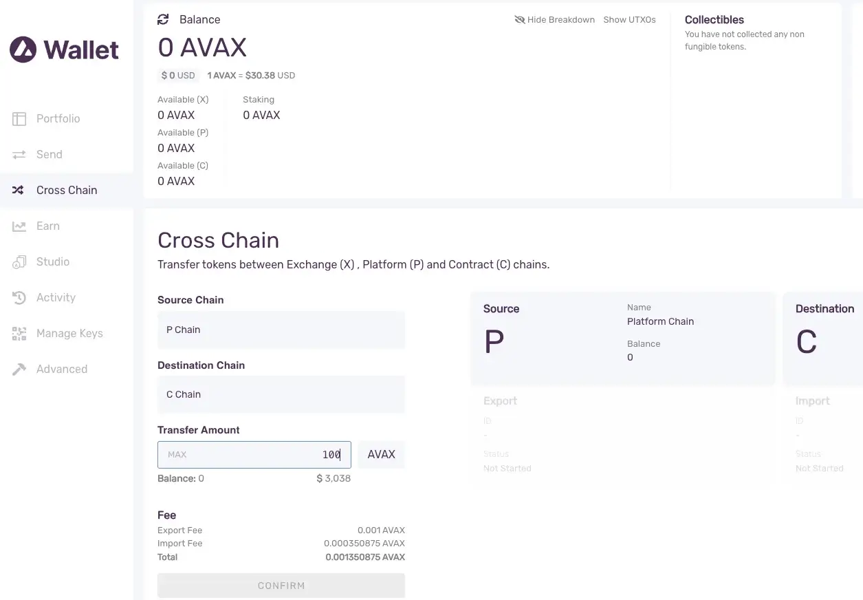 Step 1. Connect to Your Wallet and Move Your Funds on the C-Chain