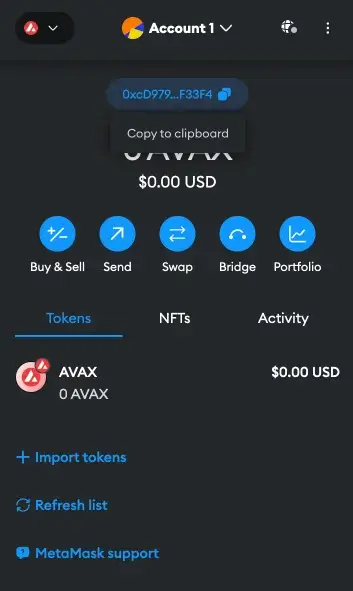 Step 2. Copy the Address of Your MetaMask Wallet
