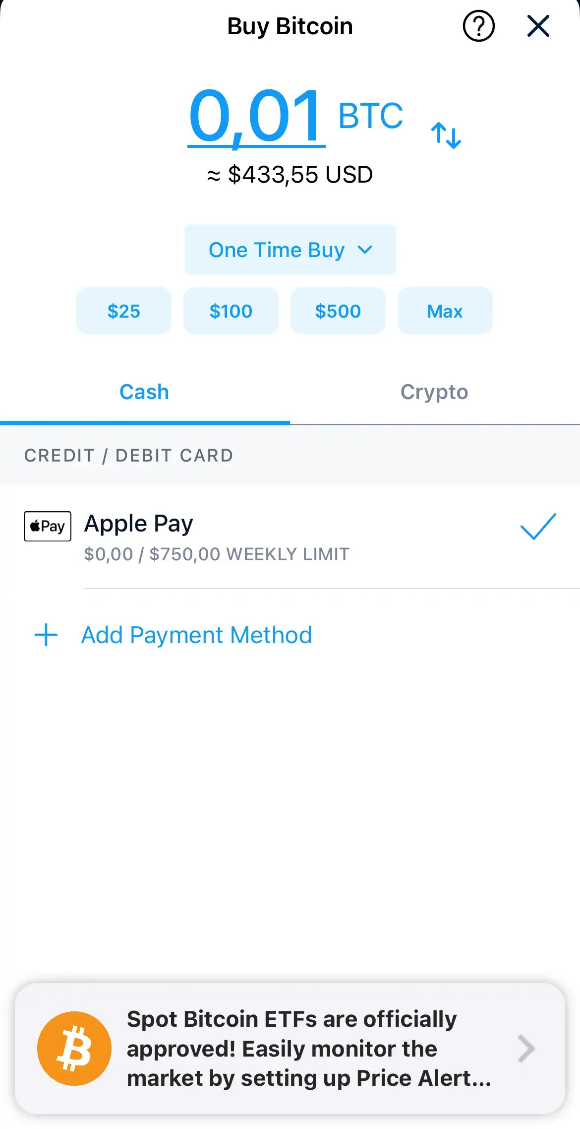 Step 3: Select the payment method and confirm the transaction