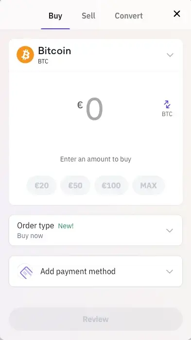Step 1: Log in and click on "Buy crypto"