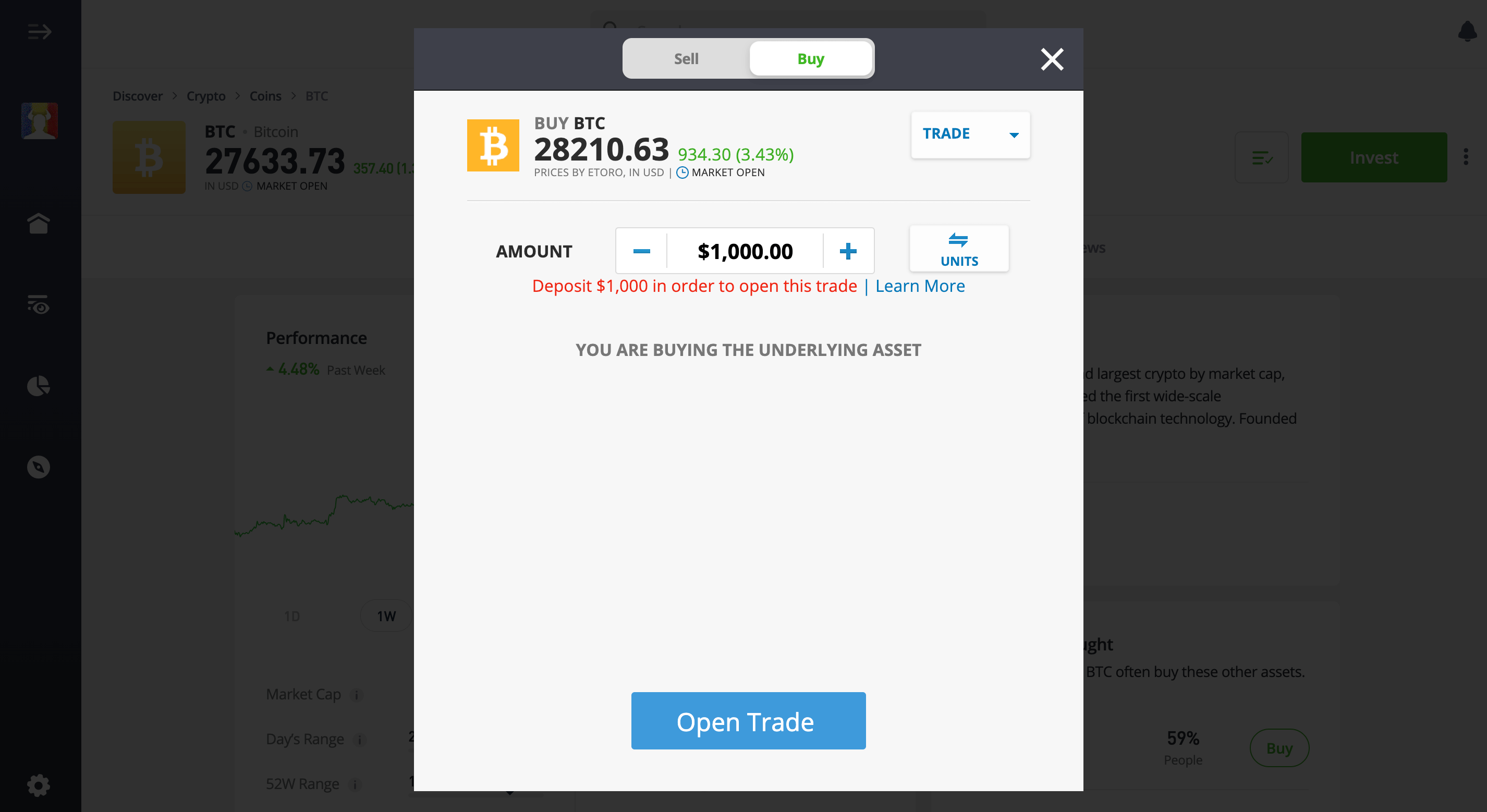 Buy Bitcoin on etoro in 2024