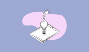 Illustration of a faucet dripping coins into a lightbulb-shaped container on a tablet, representing liquidity mining, on a purple background.