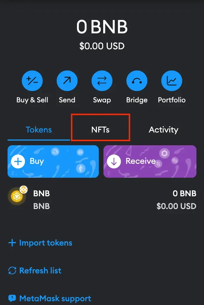Access Your Wallet's NFTs Tab to View All Stored NFTs