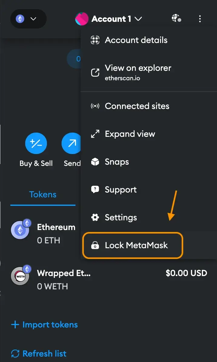 Metamask settings