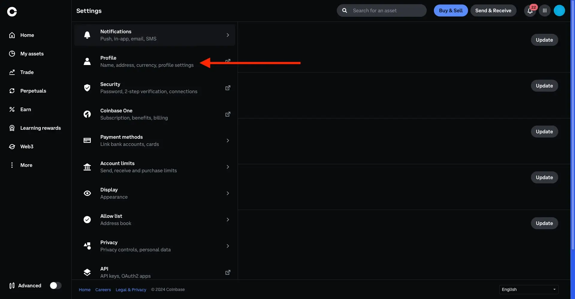 Coinbaseのアカウント番号を見つける方法?