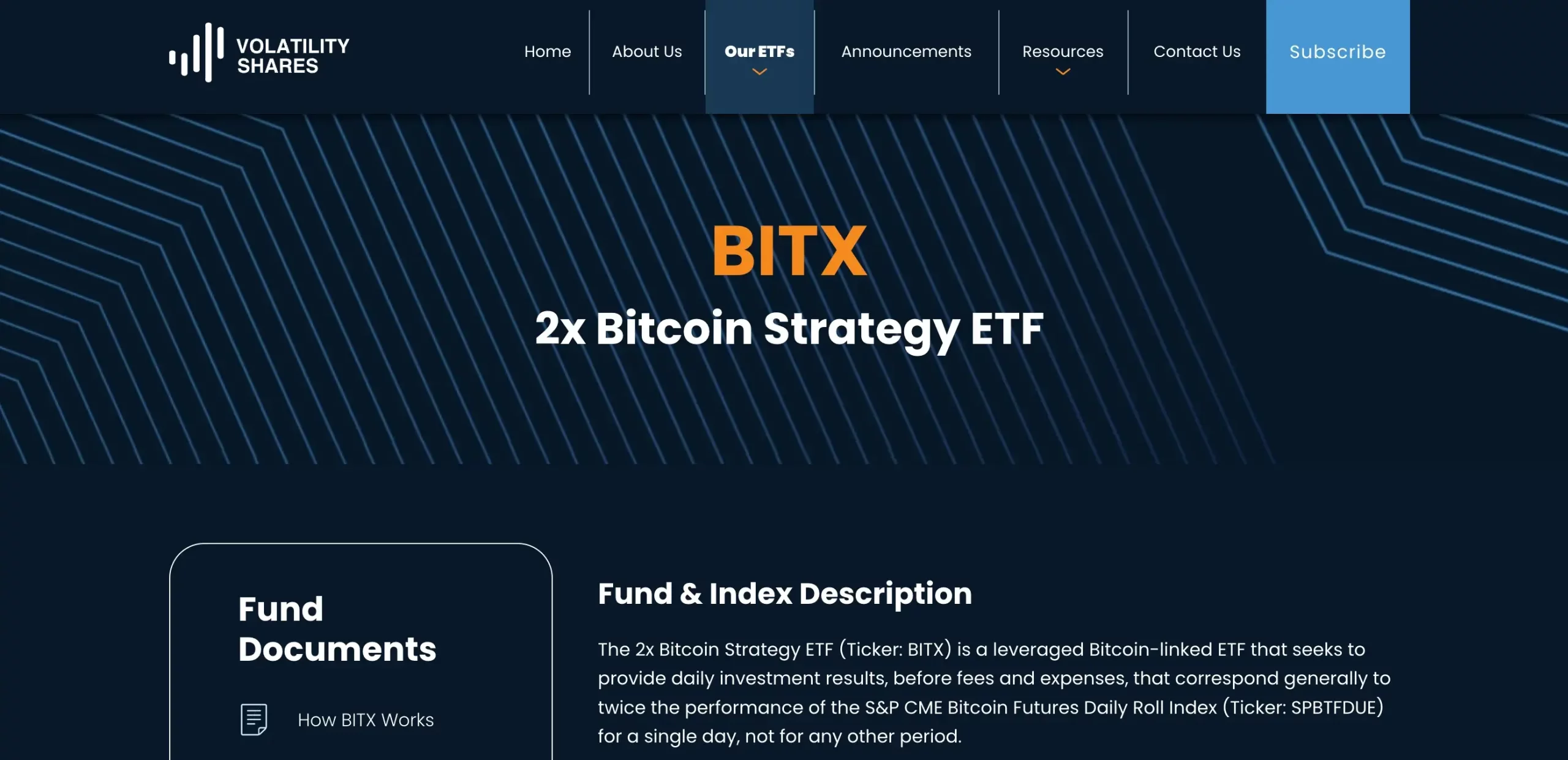 4. Volatility Shares 2x Bitcoin ETF (BITX)