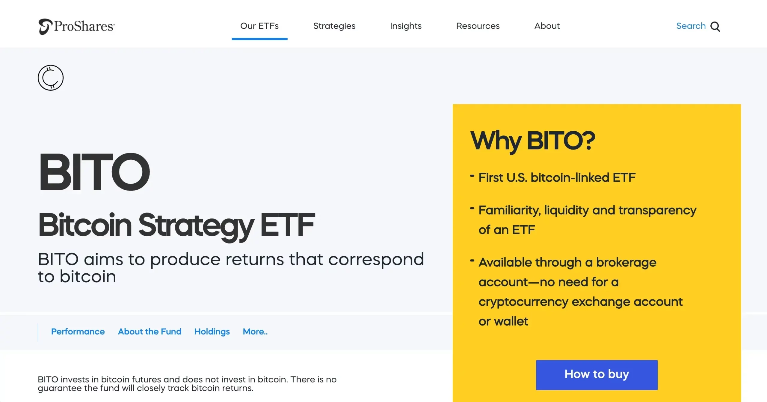 7. ProShares Bitcoin Strategy ETF (BITO)