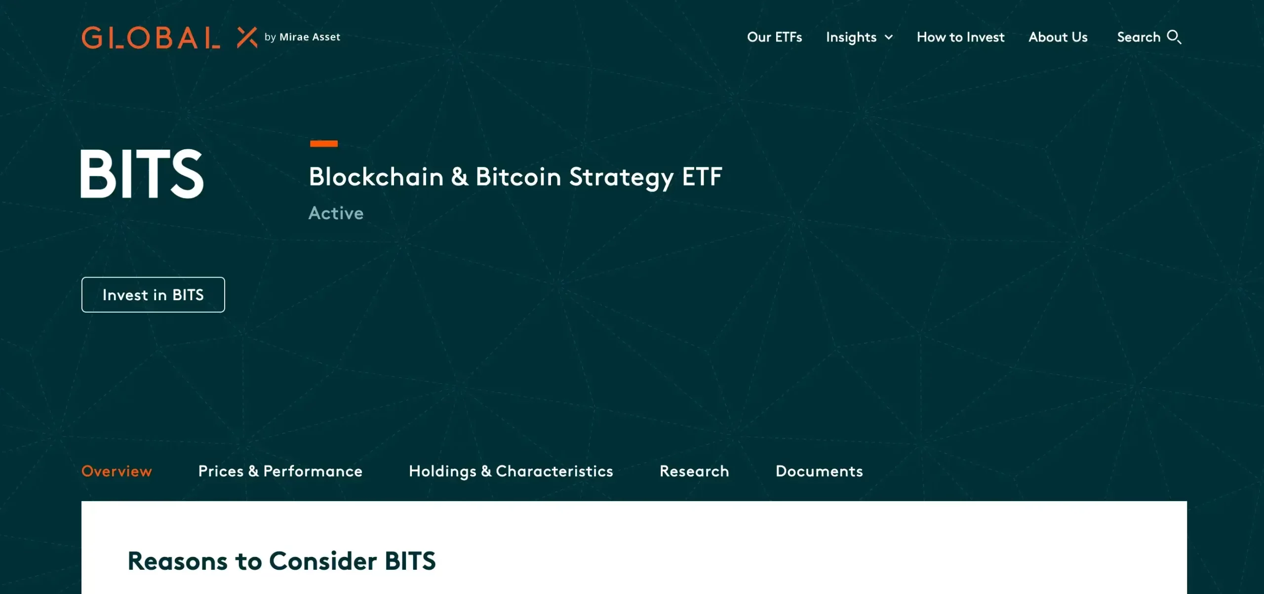 8. Global X Blockchain & Bitcoin Strategy ETF (BITS)
