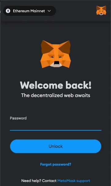 Log into MetaMask