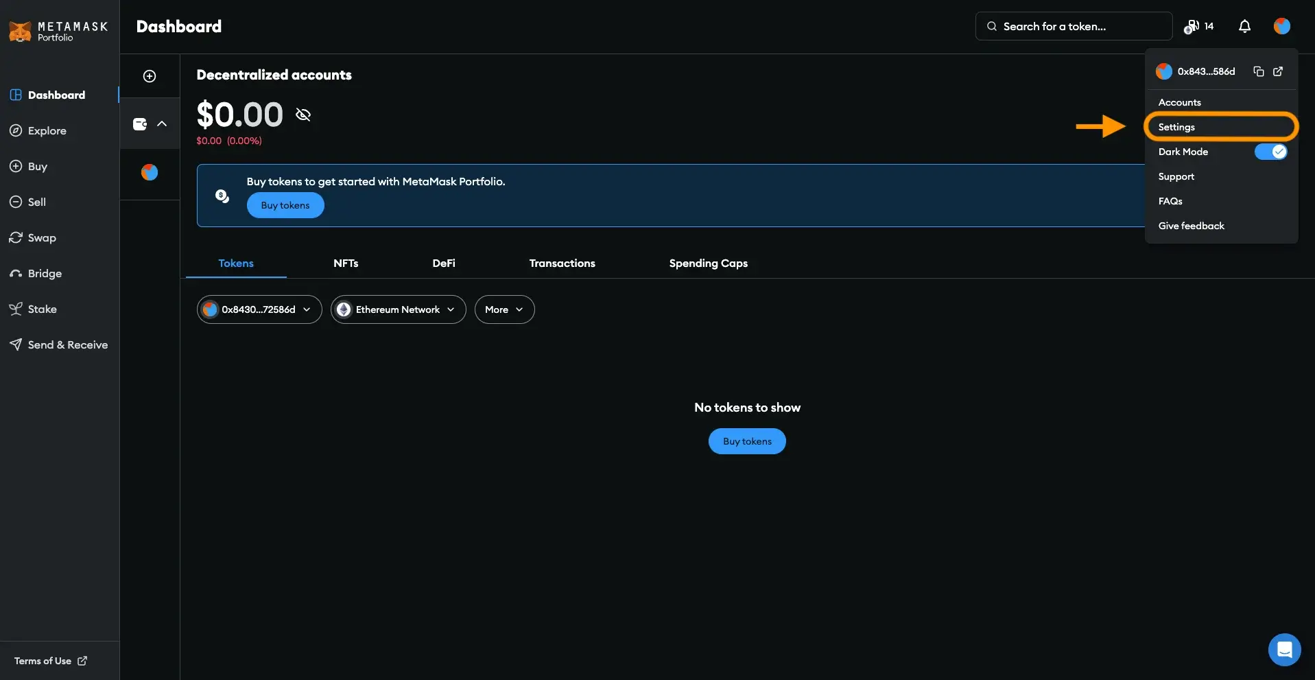 MetaMask Settings