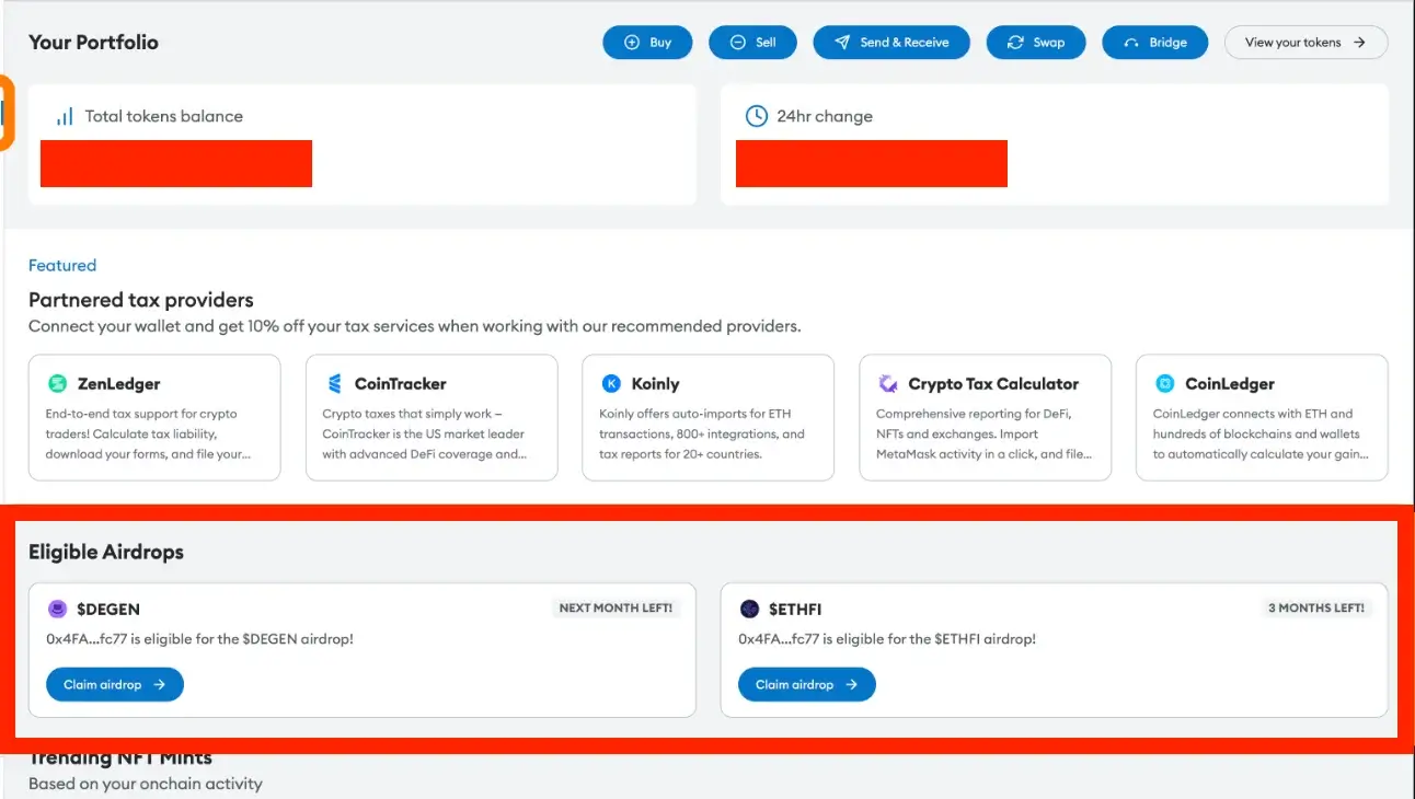 Step 1. Access MetaMask Portfolio and Go to the Tokens Section