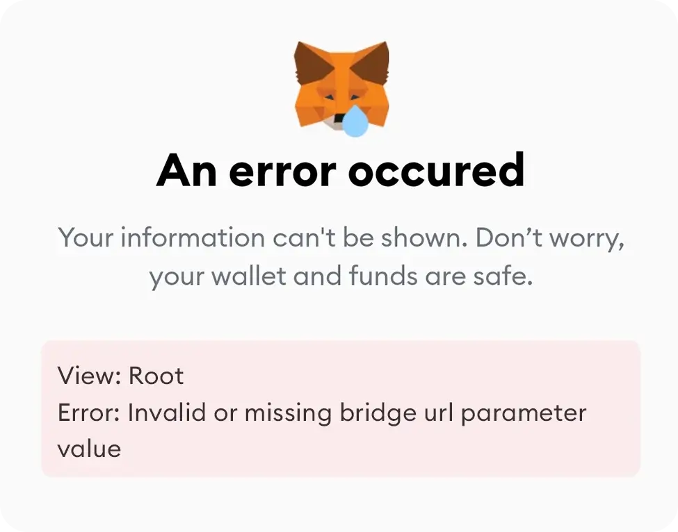 Invalid or missing bridge url parameter value.