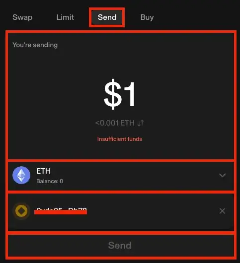 Step 1. Go to the "Send" Section and Enter Your Transaction Details