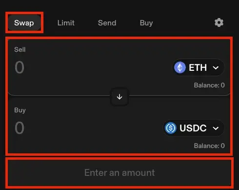 Step 1. Go to the "Swap" Section and Enter Your Transaction Details