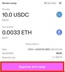 Step 2. Review and Confirm the Swap