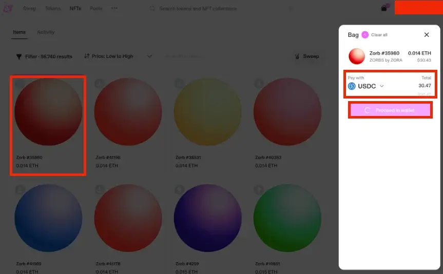 Step 3. Add the NFT to Your Bag and Complete the Purchase