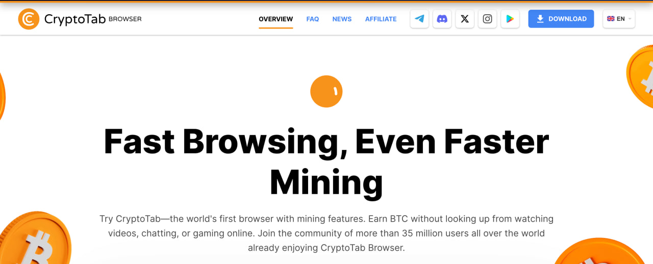 Crypto Tab Browser homepage