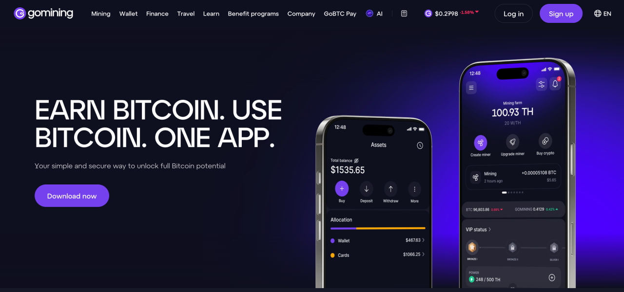 GoMining homepage