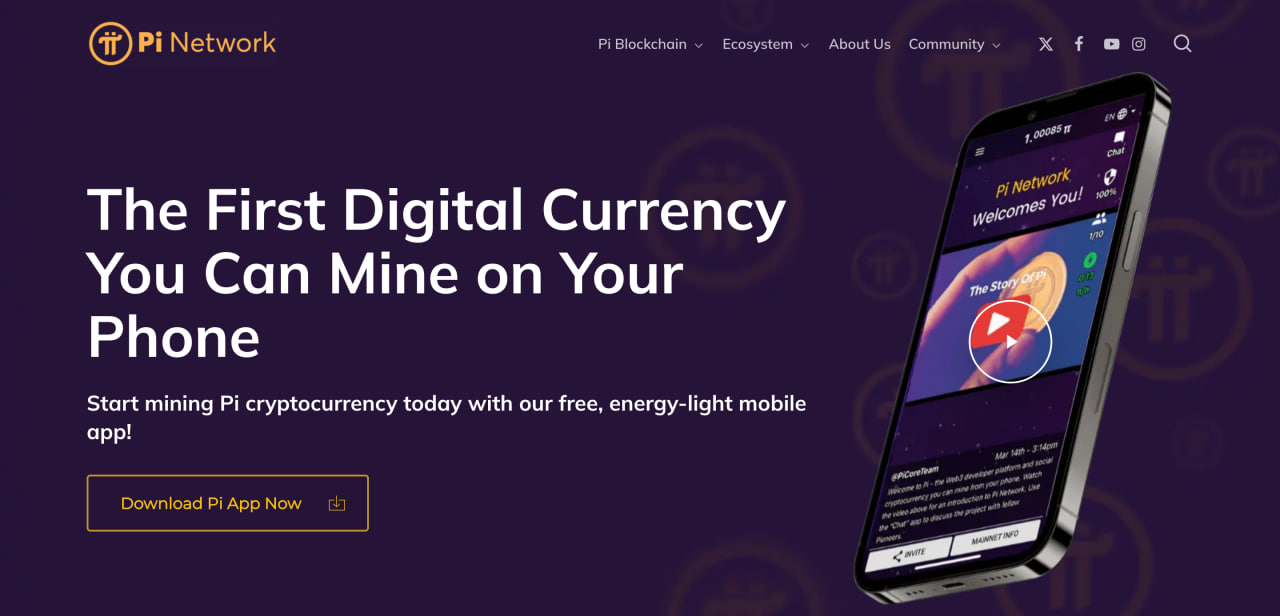 Pi Network homepage