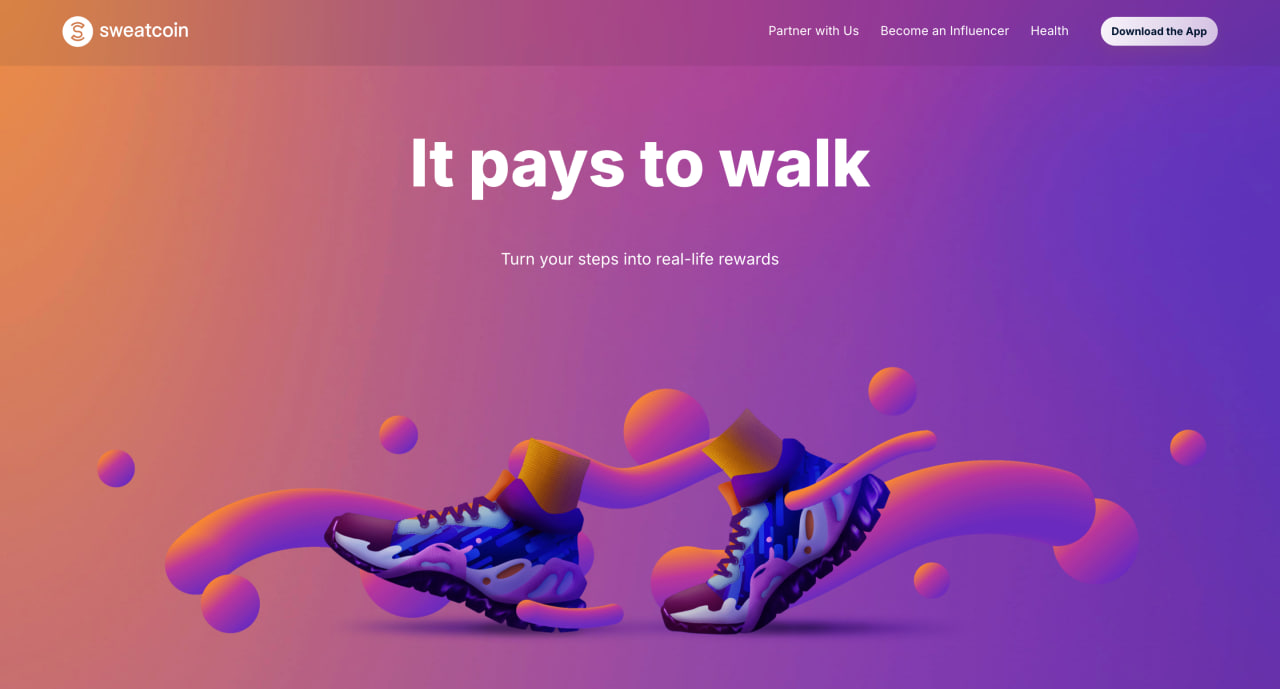 Sweatcoin homepage