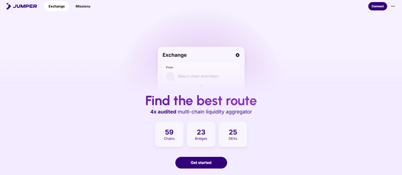 Jumper Exchange Crypto Bridge Website Homepage