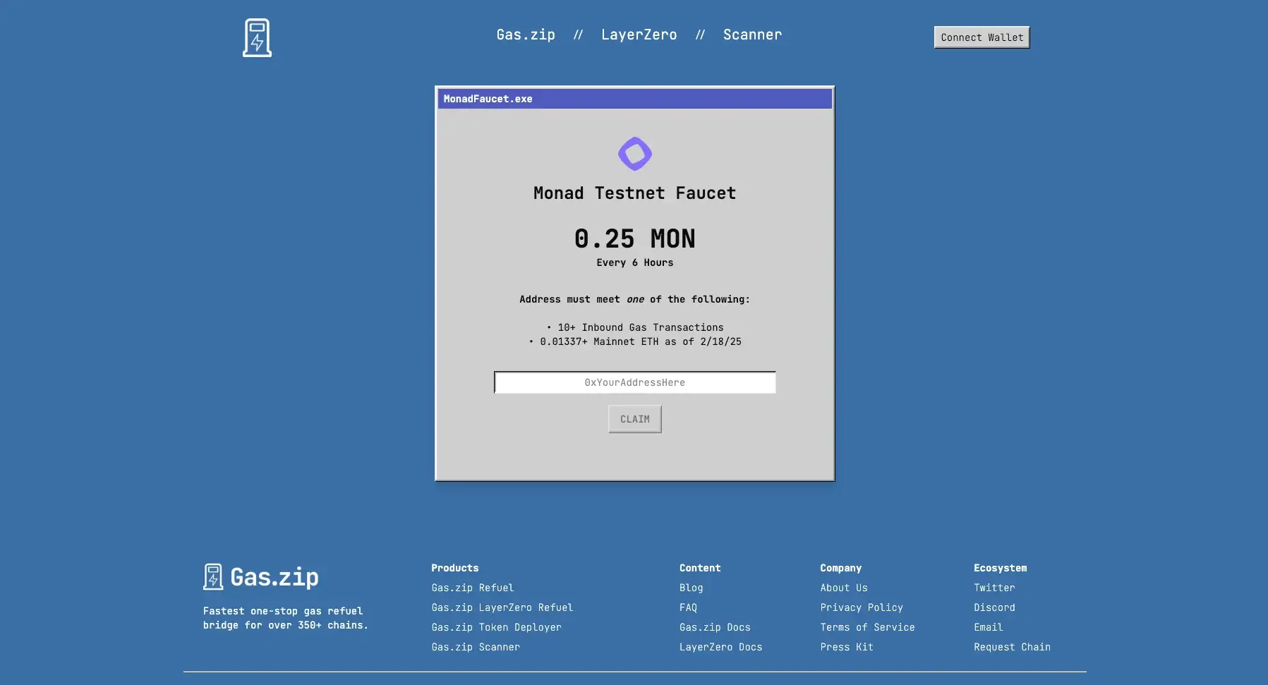 Step 1. Access the Gas.Zip Website and Connect Your Wallet