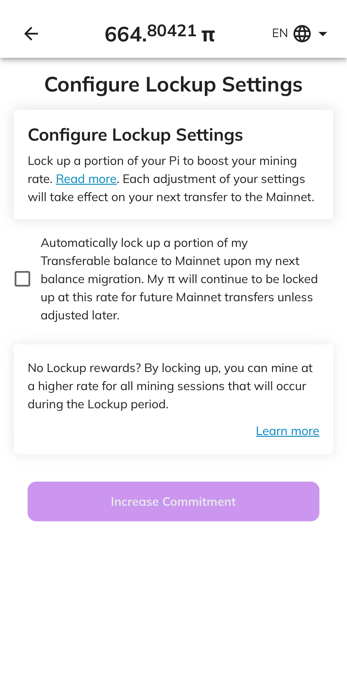 Step 4. Commit to Lockup Configuration