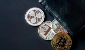 Bitcoin and Altcoins falling out of a wallet