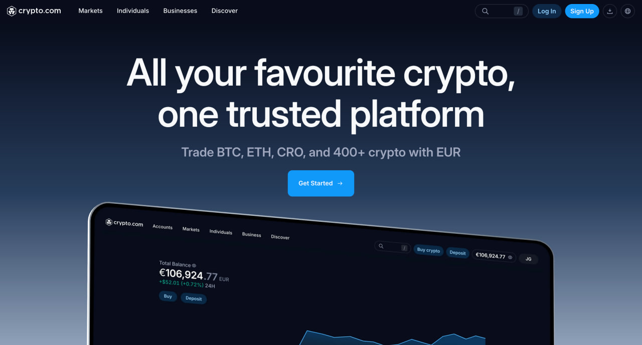 Crypto.com homepage screenshot
