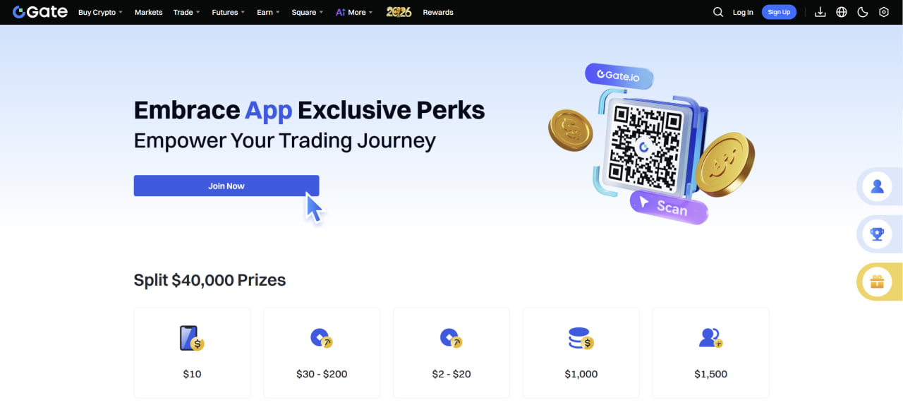 Crypto exchange Gate's App Exclusive perks page