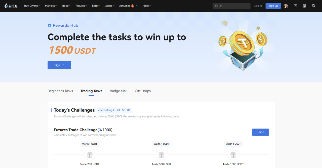 HTX reward hub screenshot
