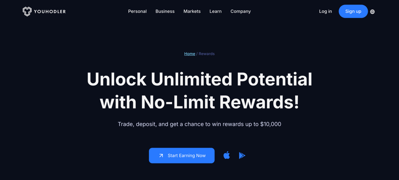 Youhodler homepage screenshot