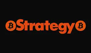strategy logo, orange, bitcoin, michael saylor