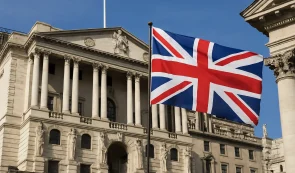 Bank of England Building and the UK Flag