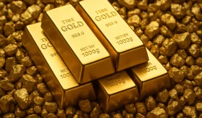 Gold bars and nuggets