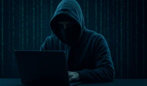 Hacker Using a Computer - Dark Theme