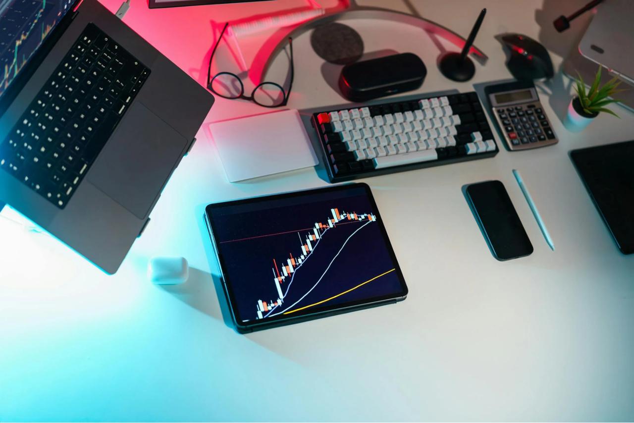 Trading screen with charts 