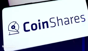 Coinshares logo on phone