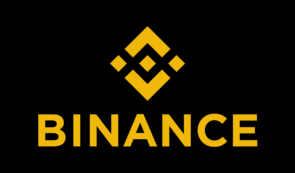 The official Binance logo featuring the black and yellow geometric diamond symbol alongside the bold uppercase "BINANCE" wordmark on a dark background.