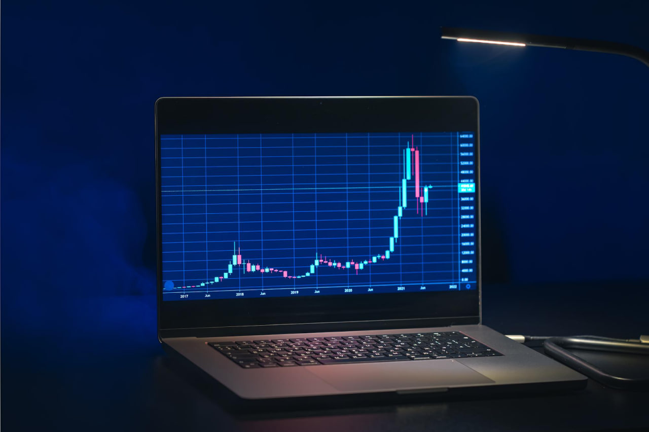Trading chart pattern on laptop