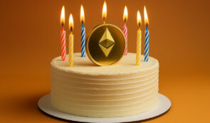 Ethereum (ETH) token on a birthday cake