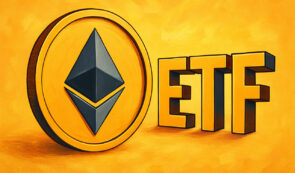 Ethereum ETF on yellow background