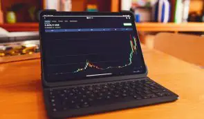 market chart on laptop