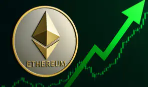 Ethereum token and green arroe