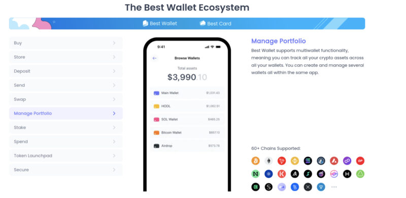 Best Wallet’s features and blockchain support