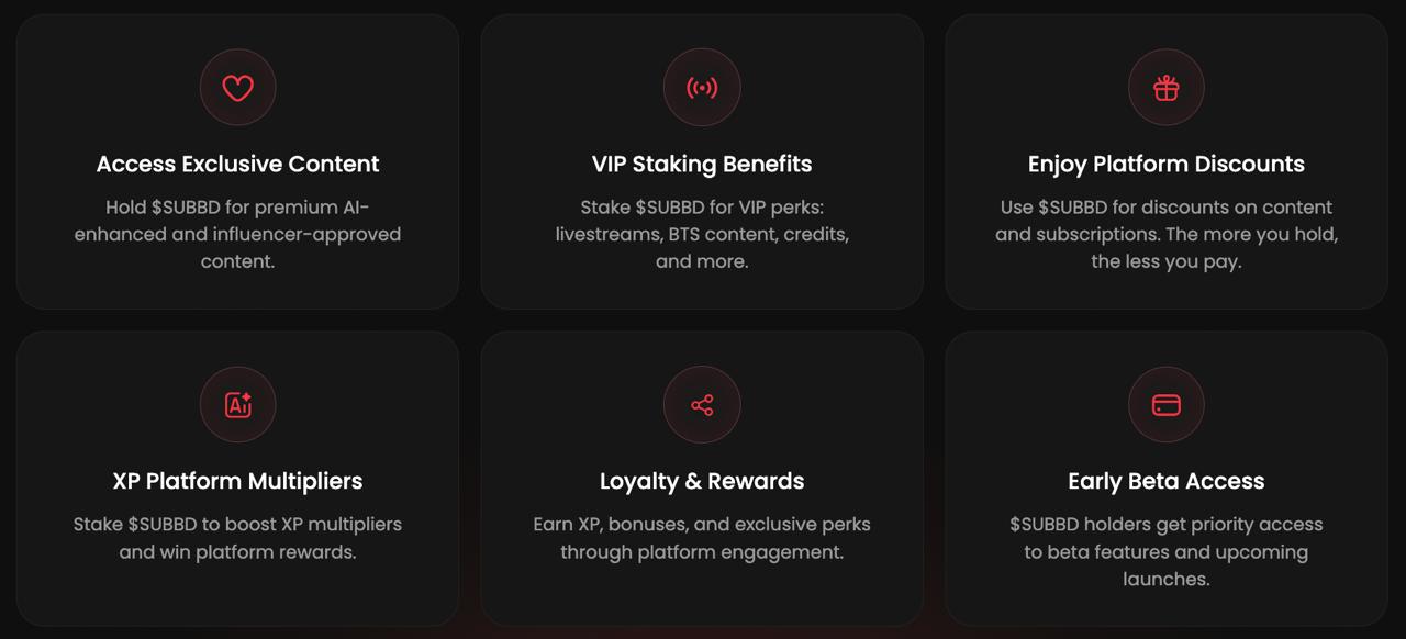 SUBBD Token benefits. 