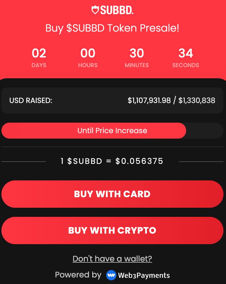 buy SUBBD Token presale. 