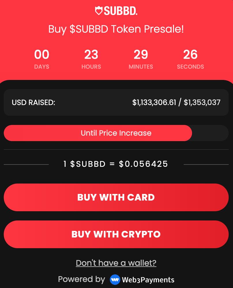 buy subbd token right now in presale. 